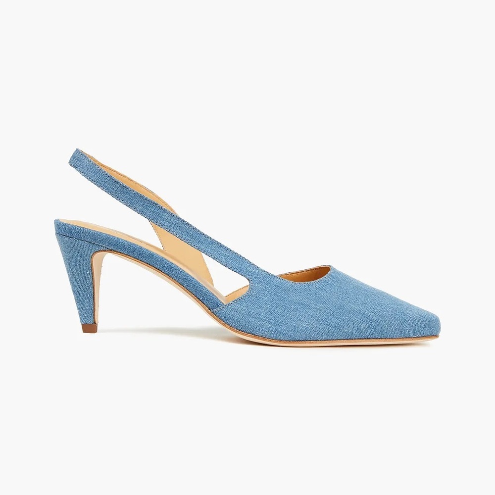 By Far Denim sling back pumps